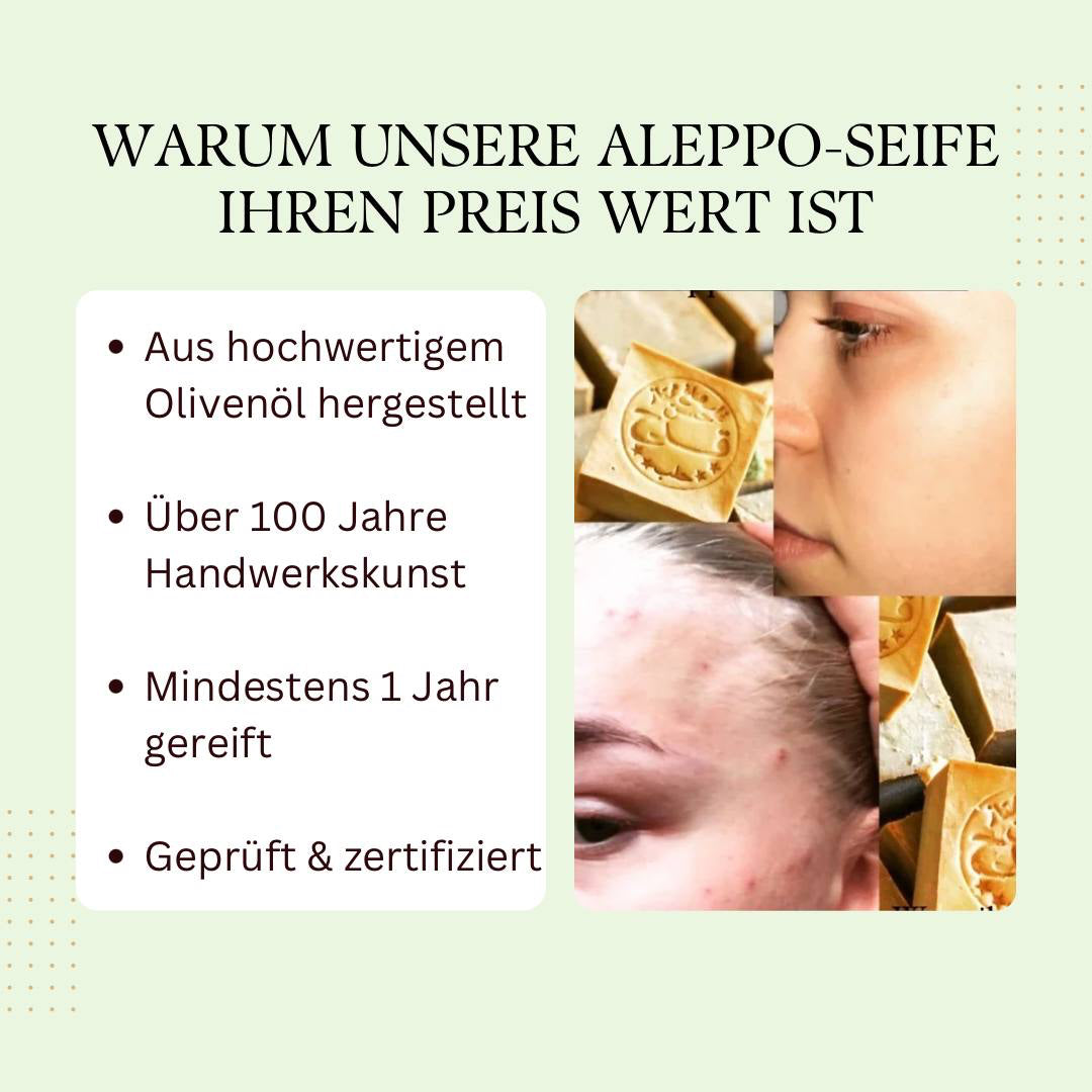 DREI STÜCK Aleppo Seife Naturseife empfindliche Haut Haarseife ca. 190g Unverpackte, .
