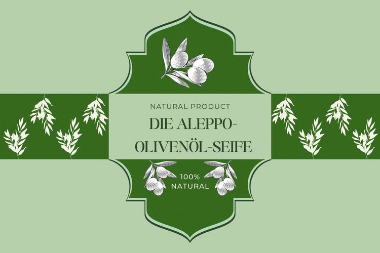 Alepposeife DUFTFREI für Haut Gesicht Haareseife Verpackte 100g PREMIUM Verpackung mit Olivenöl-Motiv